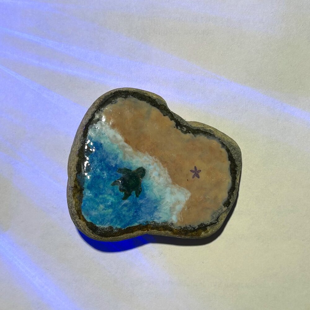 Hand Painted Turtle Beach Stone